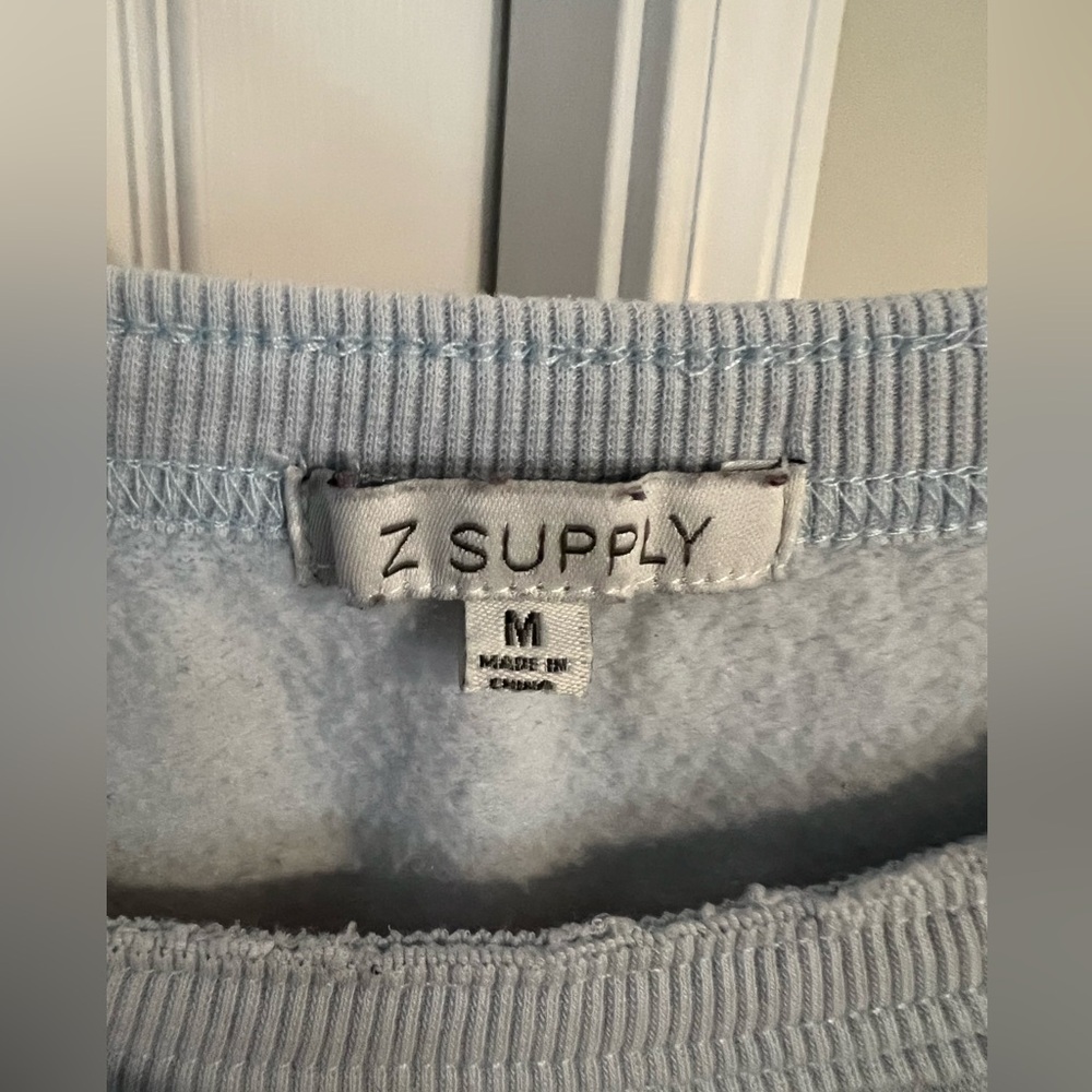 Z Supply Sky Blue Cropped Sweatshirt - Picture 3 of 3